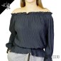 Blusa donna effetto stropicciato maglia con molla