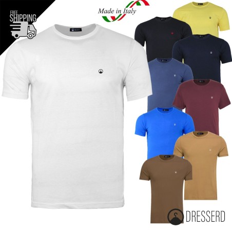 T-Shirt Uomo Tinta Unita Dresserd 100% Cotone Regular Fit Maglietta mezza manica