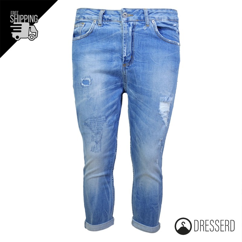 Jeans Uomo con strappi effetto vernice T. 46-48 Modello Capri Pantaloni Casual Dresserd