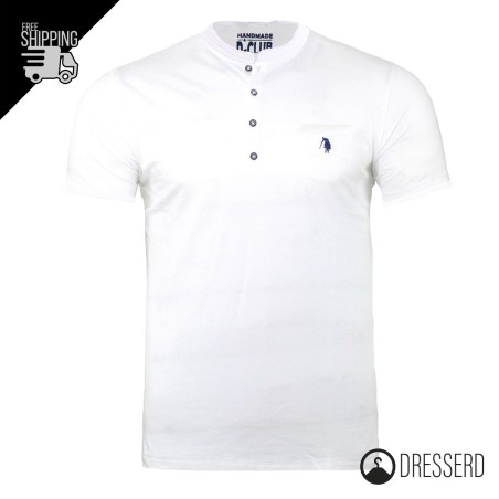 T-Shirt Uomo P-Club serafino in 100% Cotone Fiammato Casual Maglie Dresserd