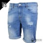 Bermuda Uomo Jeans Corto Dresserd Colorazione Chiara Modello Elasticizzato Pantaloni con strappi