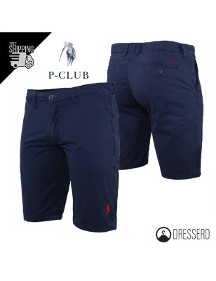 Bermuda Uomo P-CLUB Tasca America Blu Scuro Pantaloncino Regular Fit 100% Cotone Dresserd