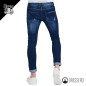 Jeans Uomo Slim Fit Strappi Modello Elasticizzato Denim Pantalone 5 Tasche Colorazione Scura Dresserd