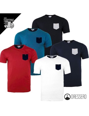 T-Shirt Uomo Taschino Colorato 100% Cotone Regular Fit Maglia mezza manica tinta unita