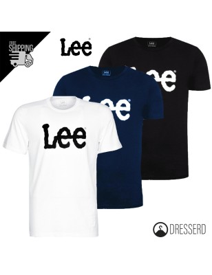 T-Shirt LEE Uomo Wobbly logo tee maglia mezza manica 100% Cotone Stampo sul petto, Maglie Dresserd
