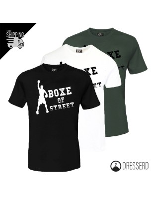 T-Shirt Uomo Boxe 100% Cotone Maglietta mezza manica Dresserd Stampa Grande