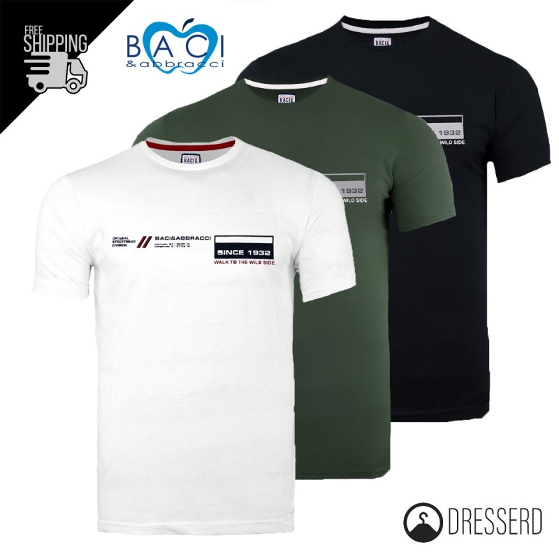downpour Get up content T-Shirt uomo Baci & Abbracci in 100% Cotone maglietta mezza manica Dresserd