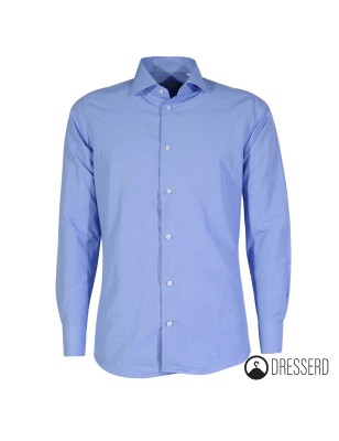 Camicia Uomo Manica lunga Micro fantasia Dresserd Camicie 100% Cotone