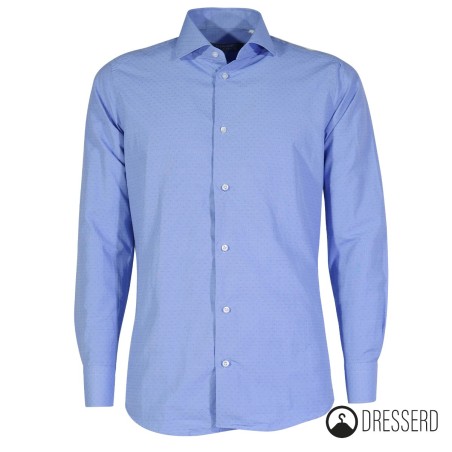 Camicia Uomo Manica lunga Micro fantasia Dresserd Camicie 100% Cotone