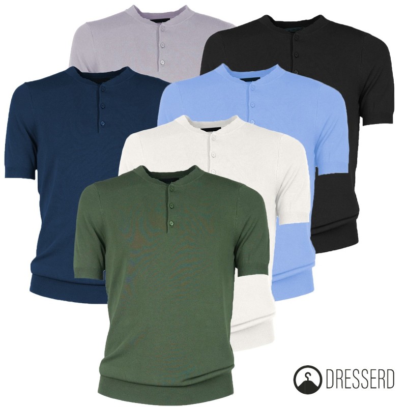 T-Shirt Polo Serafino Tessuto in maglia mezza manica Maglietta Dresserd