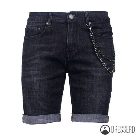 Bermuda Uomo Jeans Nero modello elasticizzato Pantalone corto Dresserd Moda